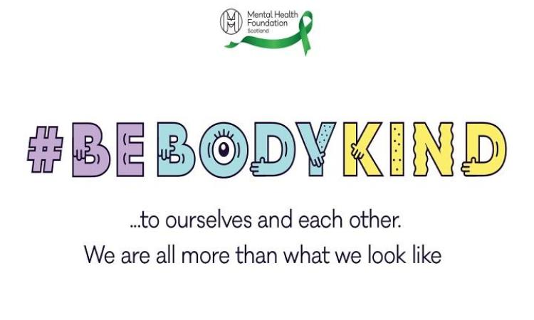 Graphic displaying the #BeBodyKind, a campaign run by MHF Scotland