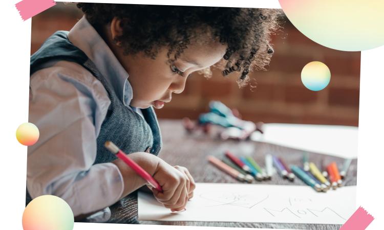 Photo of a child colouring
