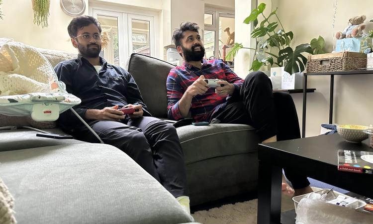 Two men playing video games