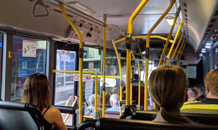 Inside a bus