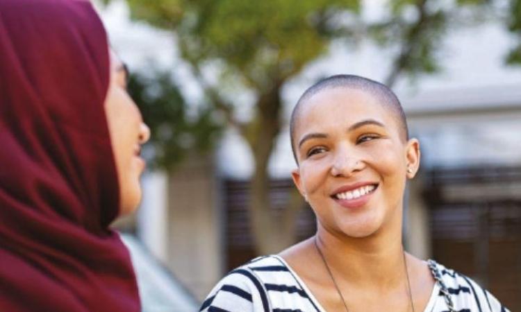 Two women talking