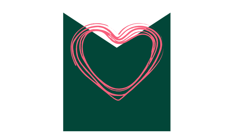 Sketch of heart over M shaped graphic