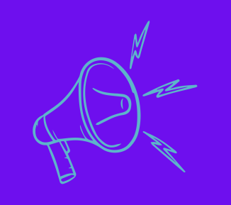 Illustration of a megaphone on a purple background
