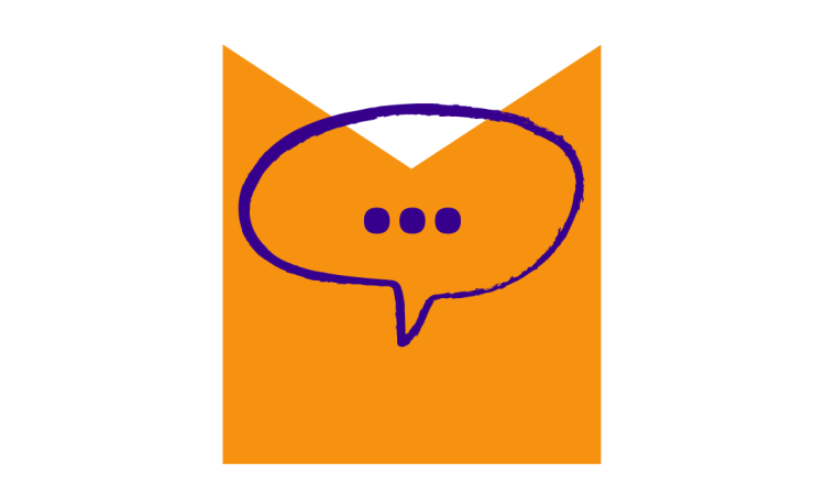 Speech bubble on M shaped graphic