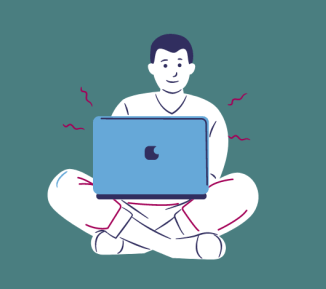 Graphic man with laptop